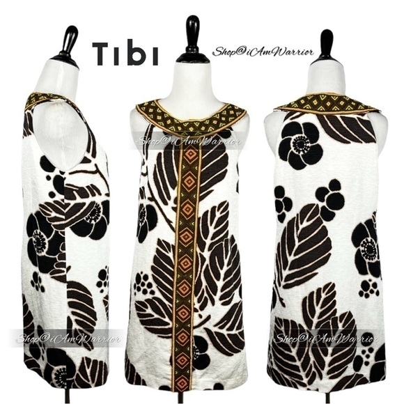 Tibi NWT rare beaded silk linen tropical leaf print mini-dress *shop@iamwarrior - Picture 4 of 14